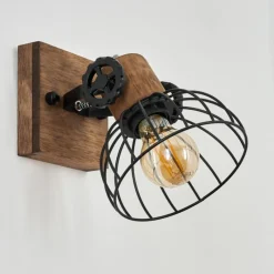 Lampes Industrielles-hofstein Applique murale Orny Bois foncé, Noir, 1 lumière