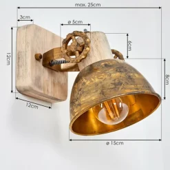 Lampes Dorées-hofstein Applique murale Orny Bronze, Bois clair, 1 lumière