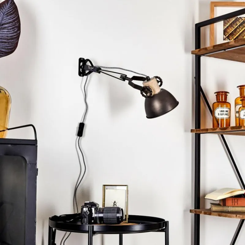 Lampes Industrielles-hofstein Applique murale Orny Brun, Bois clair, 1 lumière