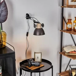 Lampes Industrielles-hofstein Applique murale Orny Brun, Bois clair, 1 lumière