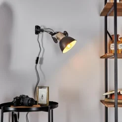 Lampes Industrielles-hofstein Applique murale Orny Brun, Bois clair, 1 lumière