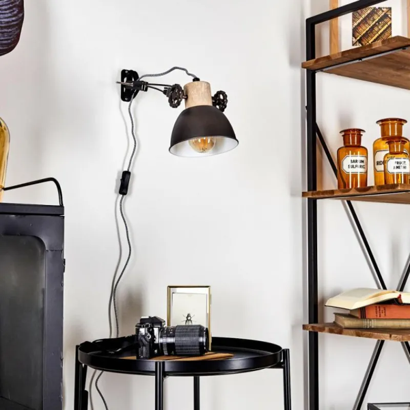 Lampes Industrielles-hofstein Applique murale Orny Brun, Bois clair, 1 lumière