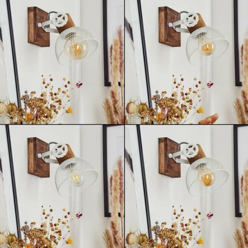 Lampes Industrielles-hofstein Applique murale Orny Brun, Blanc, 1 lumière