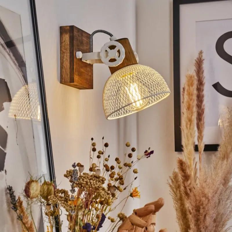 Lampes Industrielles-hofstein Applique murale Orny Brun, Blanc, 1 lumière