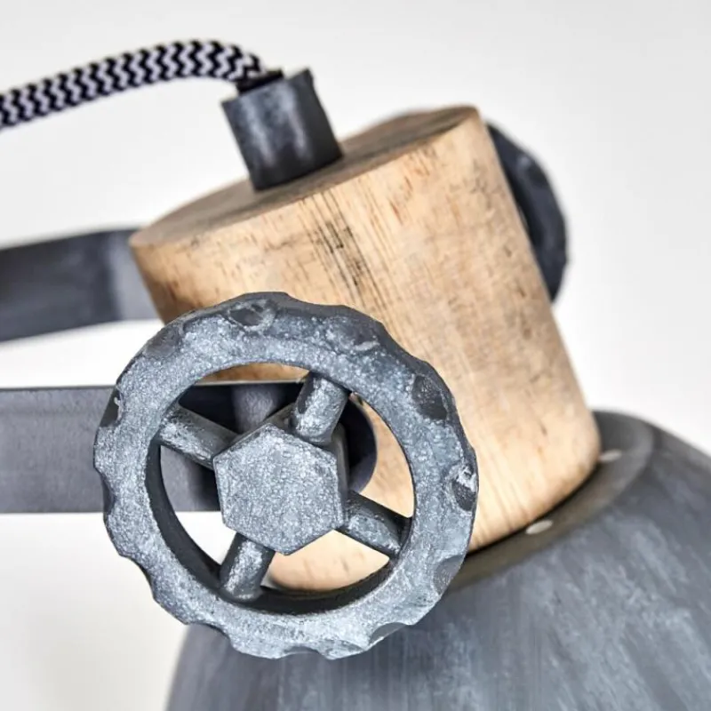 Lampes Industrielles-hofstein Applique murale Orny Gris, Bois clair, 1 lumière