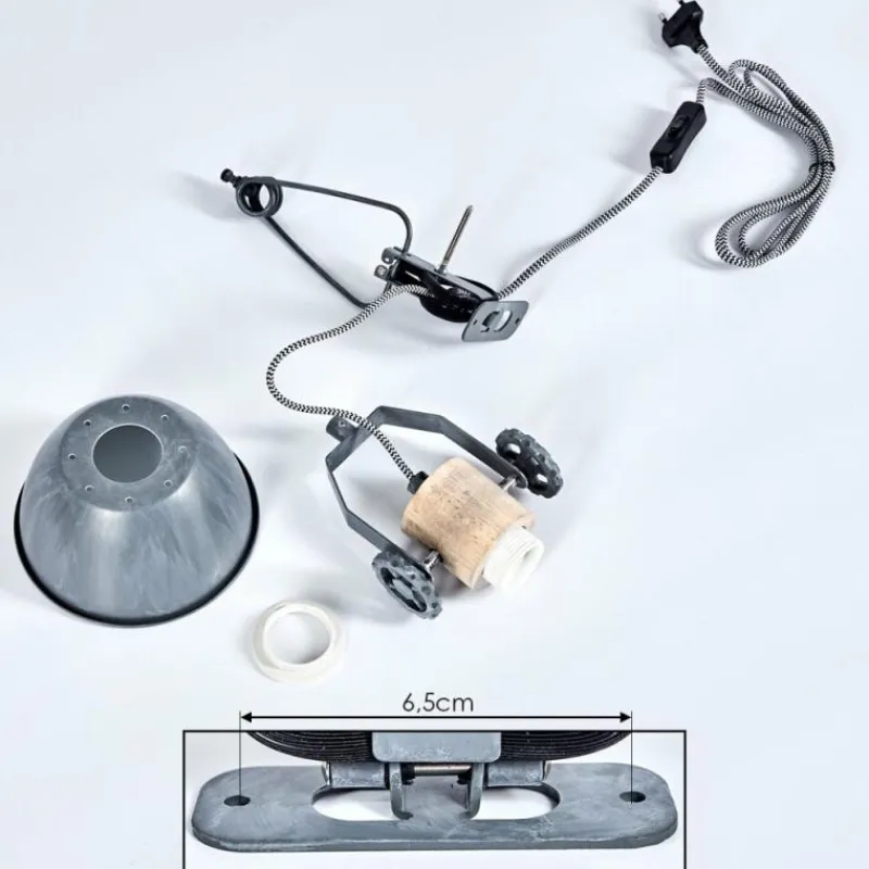 Lampes Industrielles-hofstein Applique murale Orny Gris, Bois clair, 1 lumière