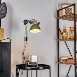 Lampes Industrielles-hofstein Applique murale Orny Vert, Bois clair, 1 lumière