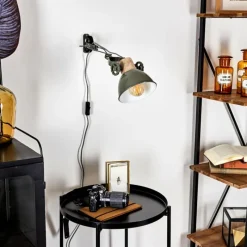 Lampes Industrielles-hofstein Applique murale Orny Vert, Bois clair, 1 lumière
