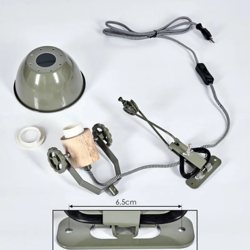 Lampes Industrielles-hofstein Applique murale Orny Vert, Bois clair, 1 lumière