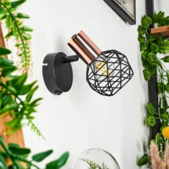 Lampes Vintages & Rétros-hofstein Applique murale Palmira Cuivre, Noir, 1 lumière