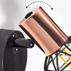 Lampes Vintages & Rétros-hofstein Applique murale Palmira Cuivre, Noir, 1 lumière