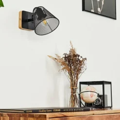 Lampes Vintages & Rétros-hofstein Applique murale Panaguá Bois foncé, Noir, 1 lumière