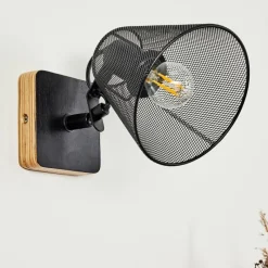 Lampes Vintages & Rétros-hofstein Applique murale Panaguá Bois foncé, Noir, 1 lumière