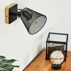 Lampes Vintages & Rétros-hofstein Applique murale Panaguá Bois foncé, Noir, 1 lumière