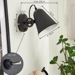 hofstein Applique murale Pany Chrome, Noir, 1 lumière