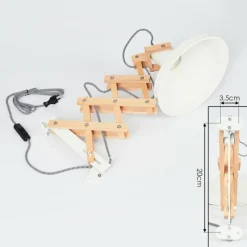 Lampes En Bois-hofstein Applique murale Parlier Bois clair, Blanc, 1 lumière