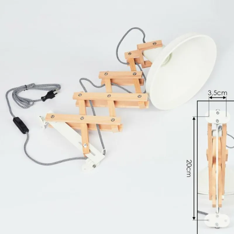 Lampes En Bois-hofstein Applique murale Parlier Bois clair, Blanc, 1 lumière