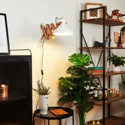 Lampes En Bois-hofstein Applique murale Parlier Bois clair, Blanc, 1 lumière