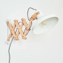 Lampes En Bois-hofstein Applique murale Parlier Bois clair, Blanc, 1 lumière