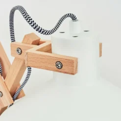 Lampes En Bois-hofstein Applique murale Parlier Bois clair, Blanc, 1 lumière