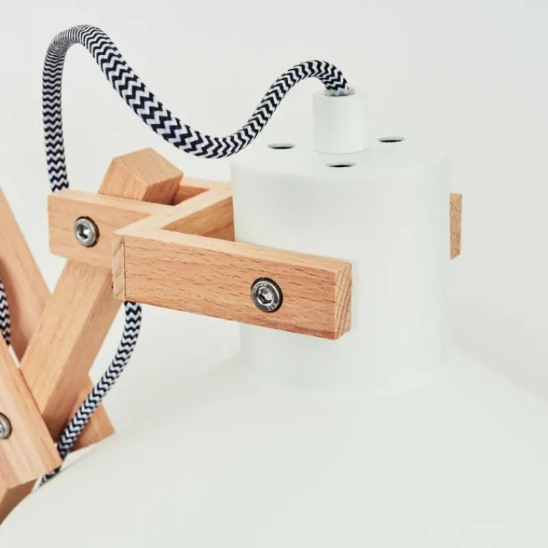 Lampes En Bois-hofstein Applique murale Parlier Bois clair, Blanc, 1 lumière