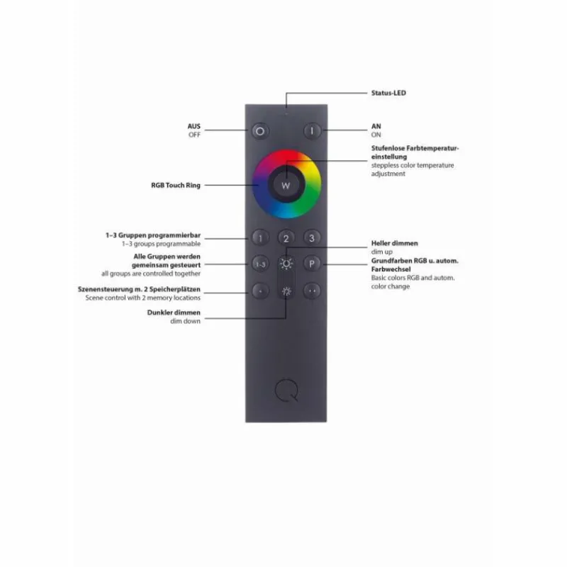 Paul Neuhaus Q-Serie Applique murale Paul Neuhaus Neuhaus Q-TETRA MASTER LED Nickel mat, 1 lumière, Télécommandes, Changeur de couleurs