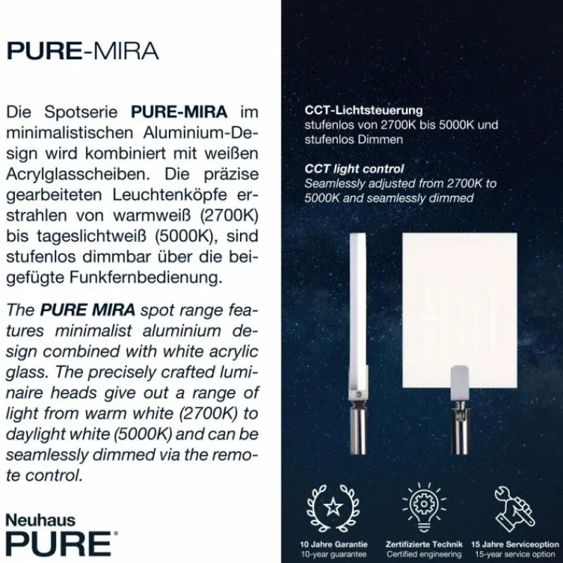 Luminaires Paul Neuhaus Applique murale Paul Neuhaus PURE-MIRA LED Aluminium, 1 lumière, Télécommandes* Éclairage Led