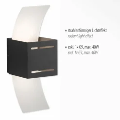 Luminaires Paul Neuhaus Applique murale Paul Neuhaus ORMA Anthracite, 1 lumière* Appliques