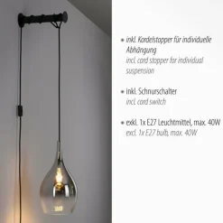 Suspension Verre Fumé-Luminaires Paul Neuhaus Applique murale Paul Neuhaus PILUA Noir, 1 lumière