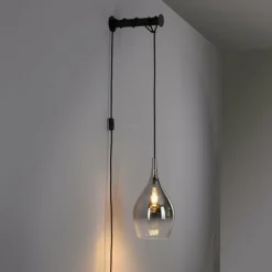 Suspension Verre Fumé-Luminaires Paul Neuhaus Applique murale Paul Neuhaus PILUA Noir, 1 lumière