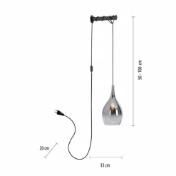 Suspension Verre Fumé-Luminaires Paul Neuhaus Applique murale Paul Neuhaus PILUA Noir, 1 lumière