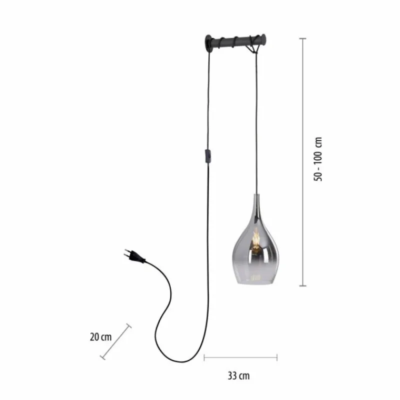 Suspension Verre Fumé-Luminaires Paul Neuhaus Applique murale Paul Neuhaus PILUA Noir, 1 lumière