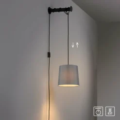 Lampes En Tissu-Luminaires Paul Neuhaus Applique murale Paul Neuhaus PILUA Noir, 1 lumière