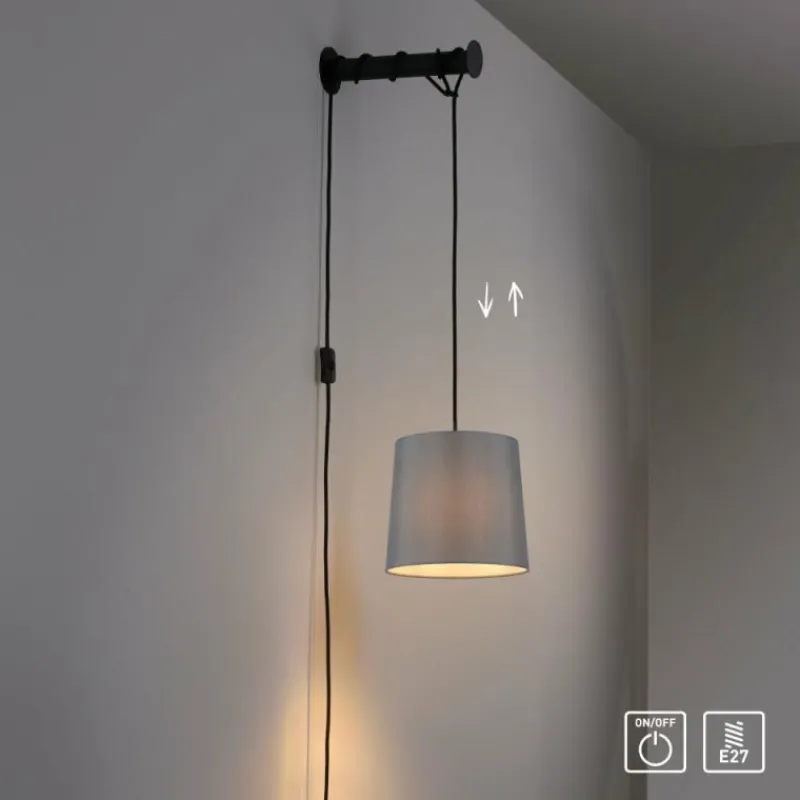 Lampes En Tissu-Luminaires Paul Neuhaus Applique murale Paul Neuhaus PILUA Noir, 1 lumière