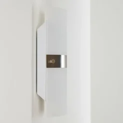 hofstein Applique murale Paul Neuhaus SQUARE Acier inoxydable, Blanc, 2 lumières