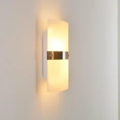 hofstein Applique murale Paul Neuhaus SQUARE Acier inoxydable, Blanc, 2 lumières