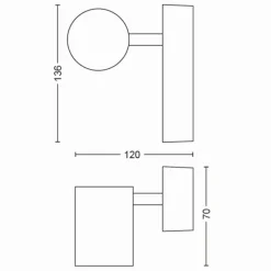 Luminaires Philips Applique murale Philips Hue White Amb. Adore LED Blanc, 1 lumière, Télécommandes
