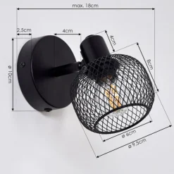 hofstein Applique murale Pipisu Noir, 1 lumière