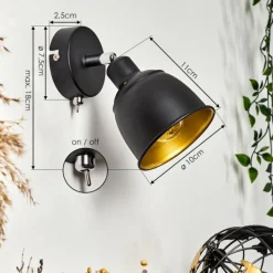 Lampes Dorées-hofstein Applique murale Pistrino Chrome, Noir, 1 lumière