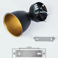 Lampes Dorées-hofstein Applique murale Pistrino Chrome, Noir, 1 lumière