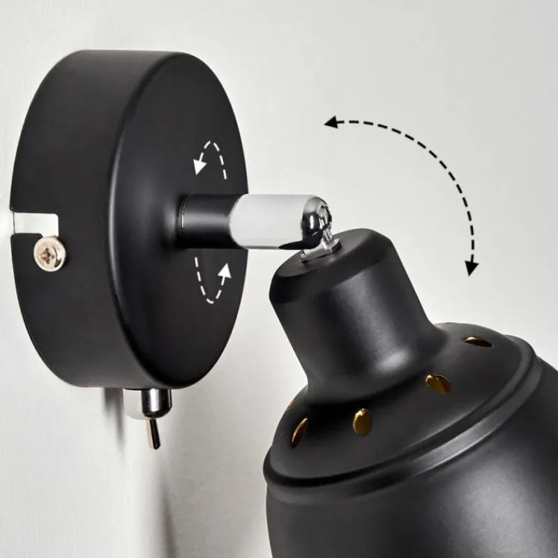 Lampes Dorées-hofstein Applique murale Pistrino Chrome, Noir, 1 lumière