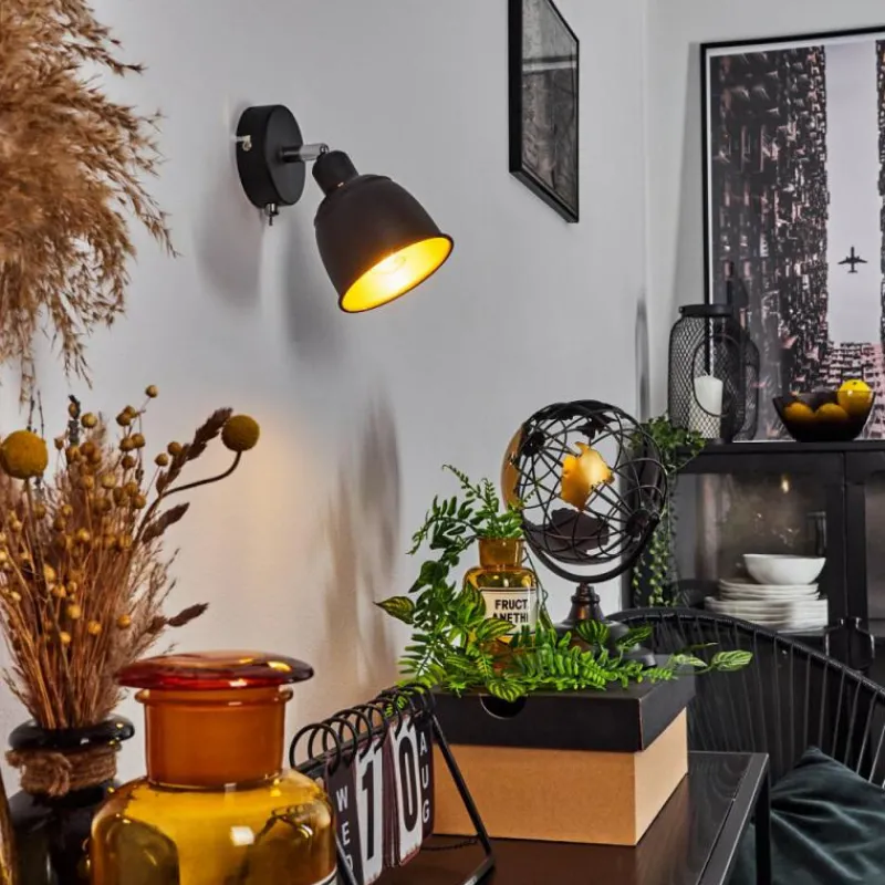 Lampes Dorées-hofstein Applique murale Pistrino Chrome, Noir, 1 lumière