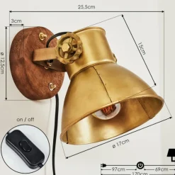 Lampes Industrielles-hofstein Applique murale Porcia Bois foncé, 1 lumière