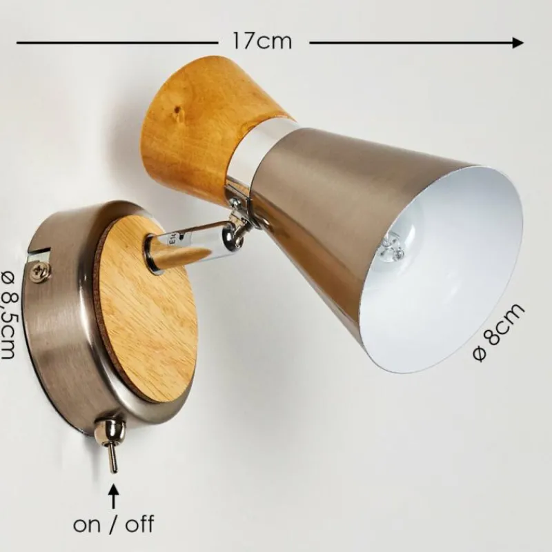 Lampes En Bois-hofstein Applique murale Pulau Bois clair, Nickel mat, 1 lumière