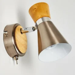 Lampes En Bois-hofstein Applique murale Pulau Bois clair, Nickel mat, 1 lumière