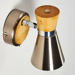 Lampes En Bois-hofstein Applique murale Pulau Bois clair, Nickel mat, 1 lumière