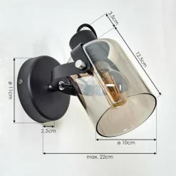 Suspension Verre Fumé-hofstein Applique murale Quieri Noir, 1 lumière