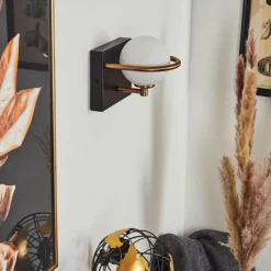 hofstein Applique murale Ramadita Cuivre, Noir, 1 lumière