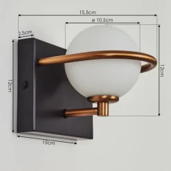 hofstein Applique murale Ramadita Cuivre, Noir, 1 lumière