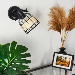 hofstein Applique murale Recinto Bois foncé, Noir, 1 lumière